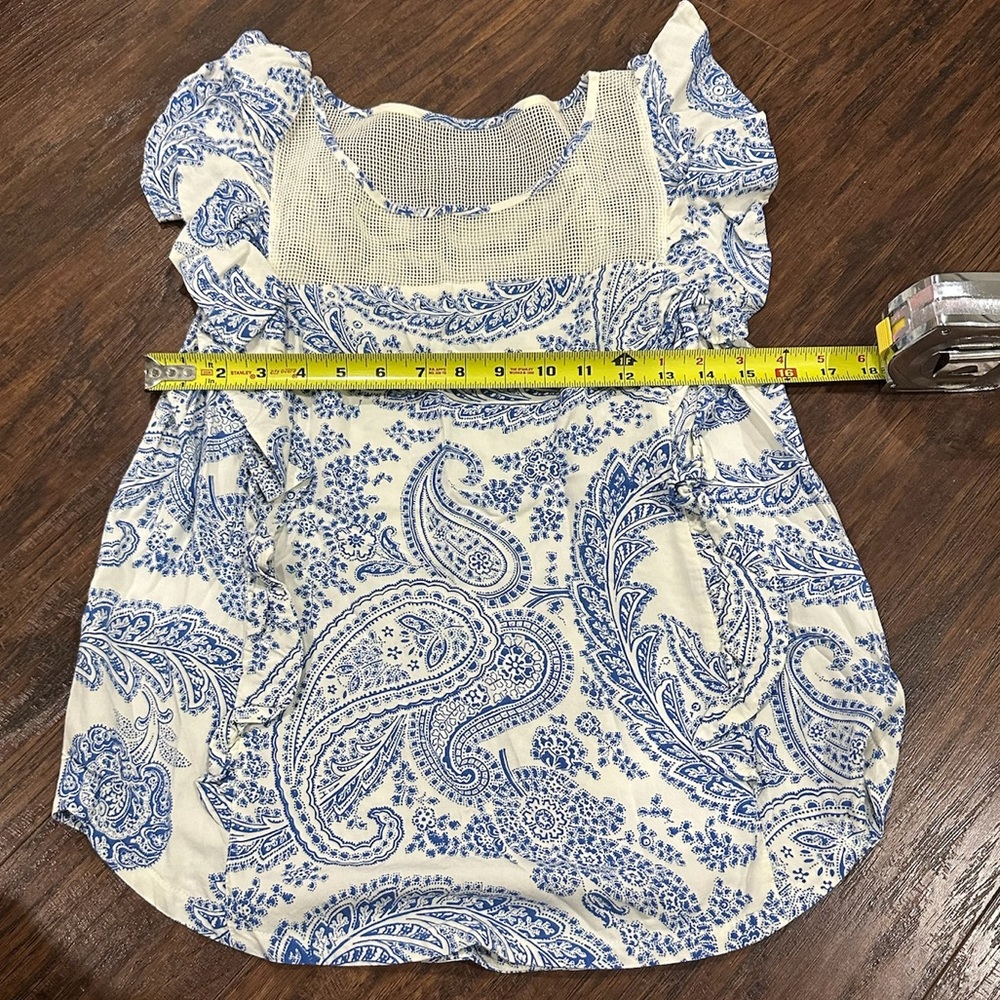 Abercrombie & Fitch Women's Cream & Blue Sleeveless Top Size M - Picture 9 of 10